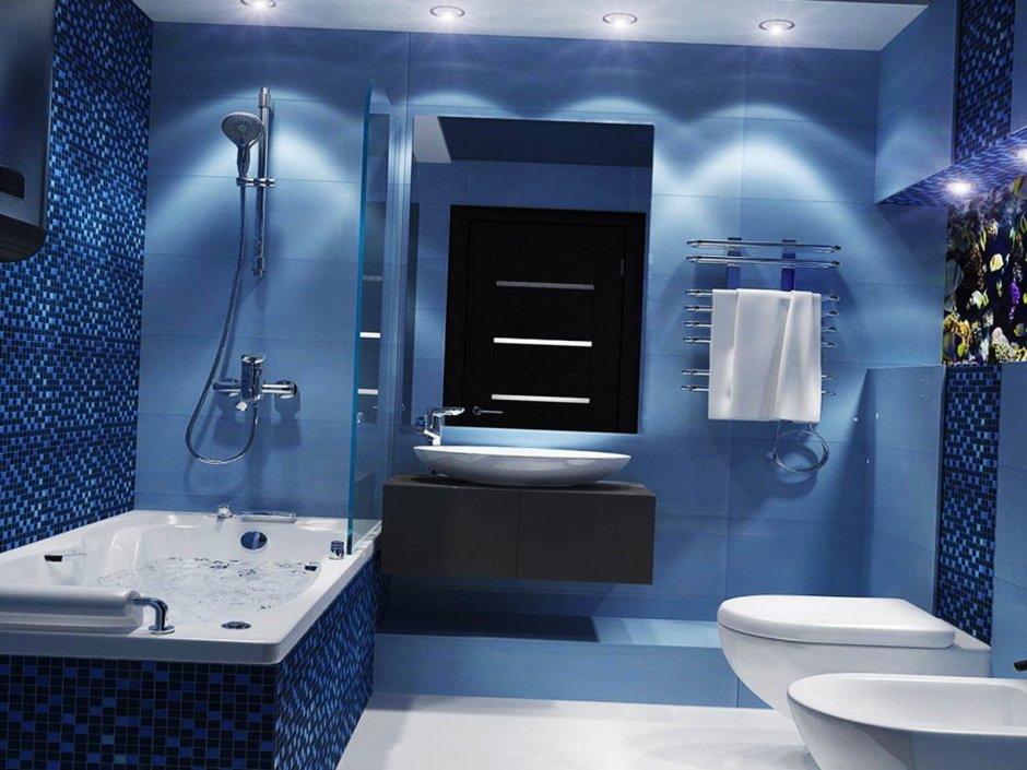 Голубая плитка для ванной
