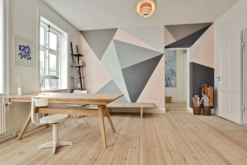 Дизайн молдинга на стенах в геометрии необычный