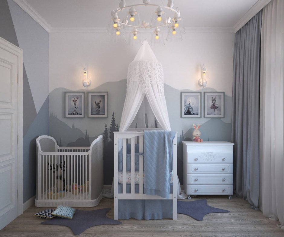 Интерьер детской комнаты для новорожденного малыша