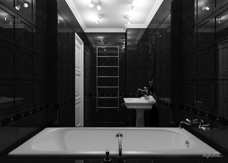 Черно-белая ванная комната