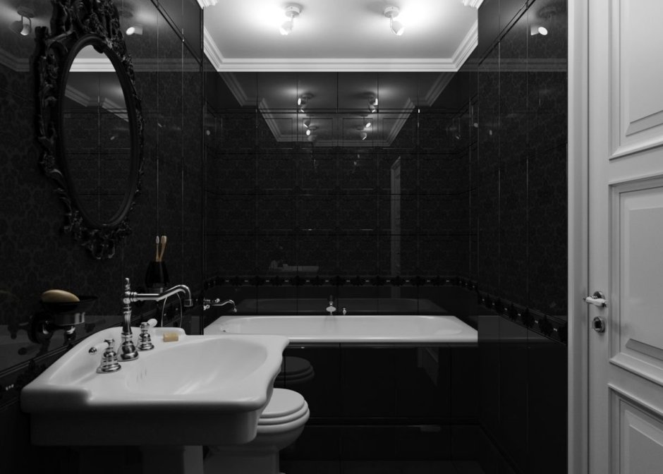 Эстетика ванной комнаты чёрно-белый