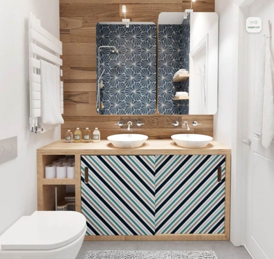 Шкафчики в ванной комнате в скандинавском стиле