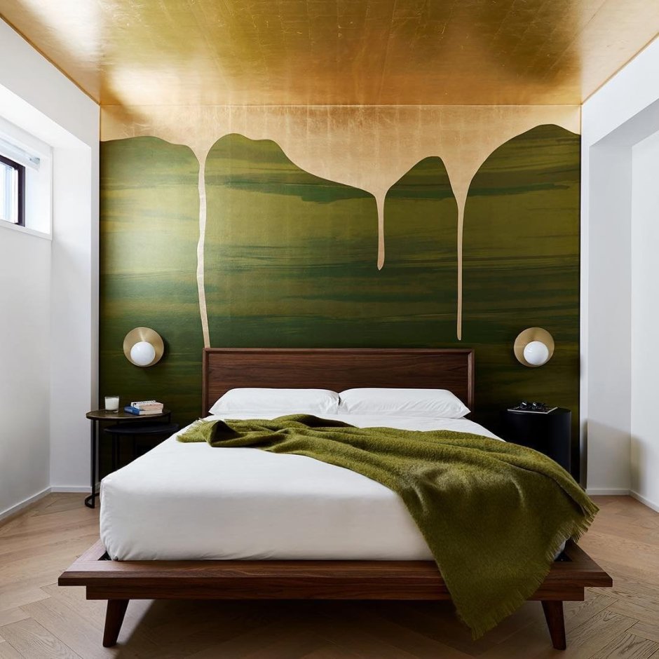 Сиреневый цвет стен в спальне