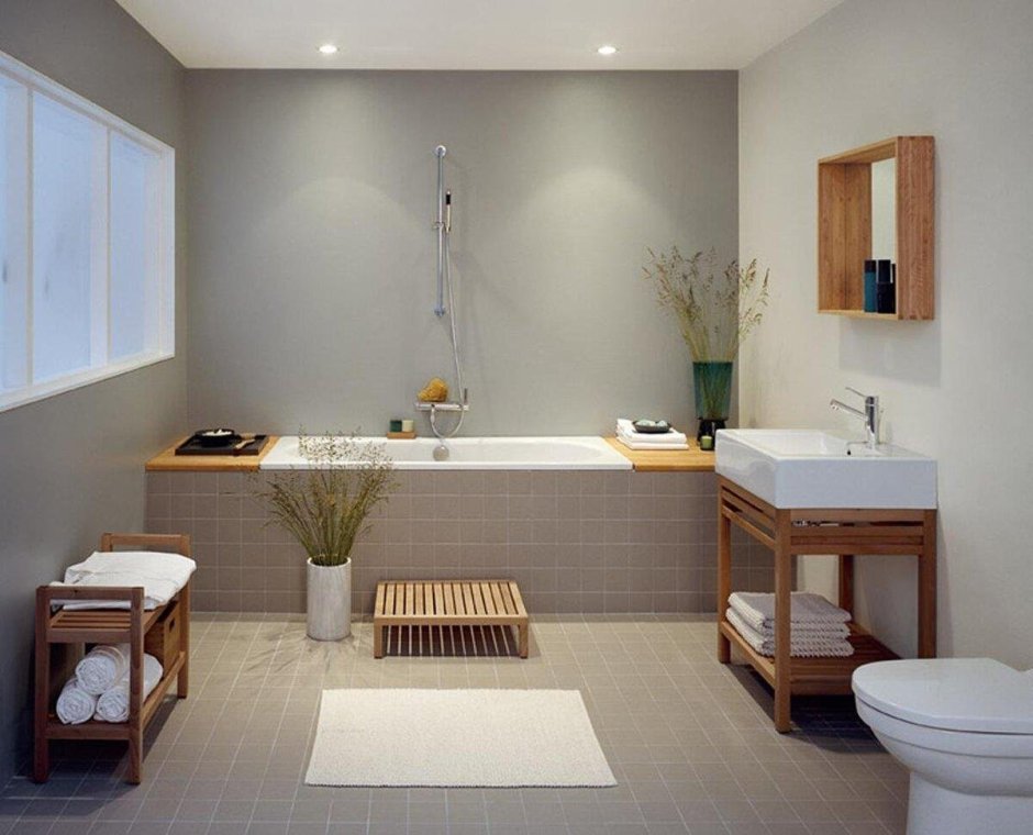 Интерьеры ванных комнат с плиткой кабанчик