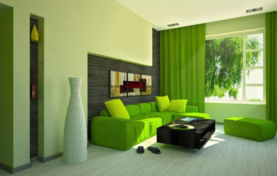 Дизайн дома в зеленых тонах