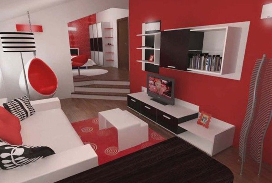 Черно красная комната для подростка