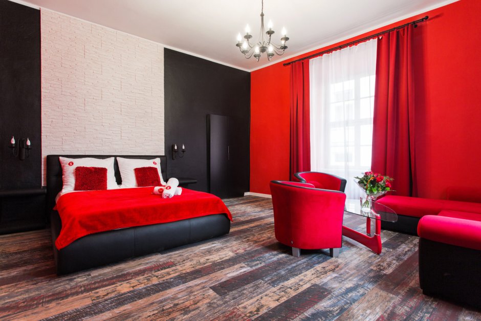 Спальня в черно Красном стиле