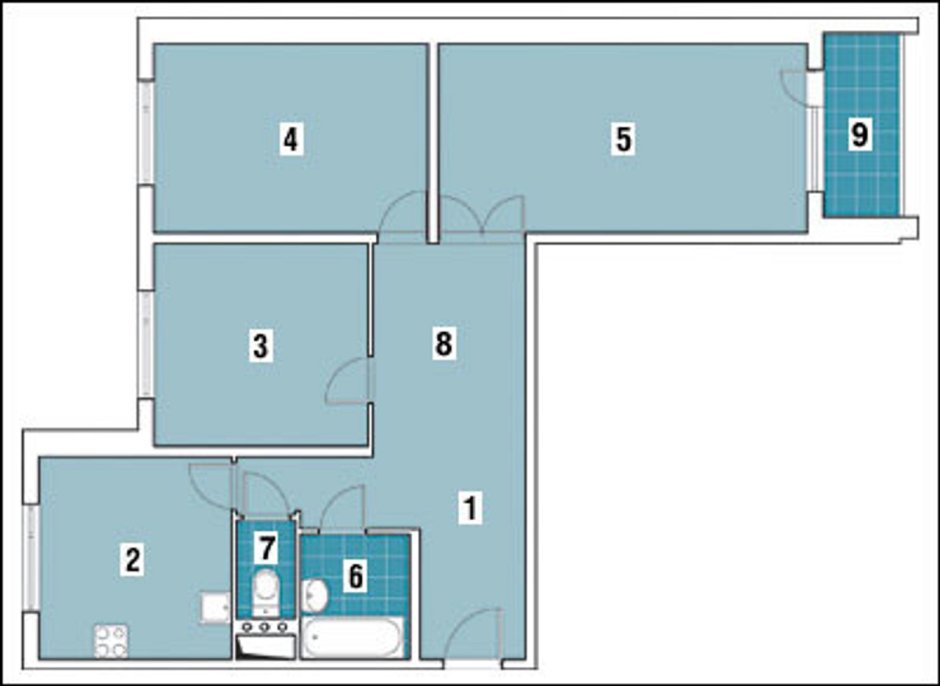 Перепланировка трехкомнатной квартиры КОПЭ