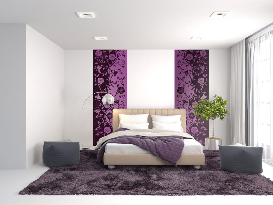 Фиолетовые стены в гостиной