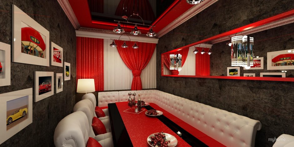 Ресторан с красным интерьером