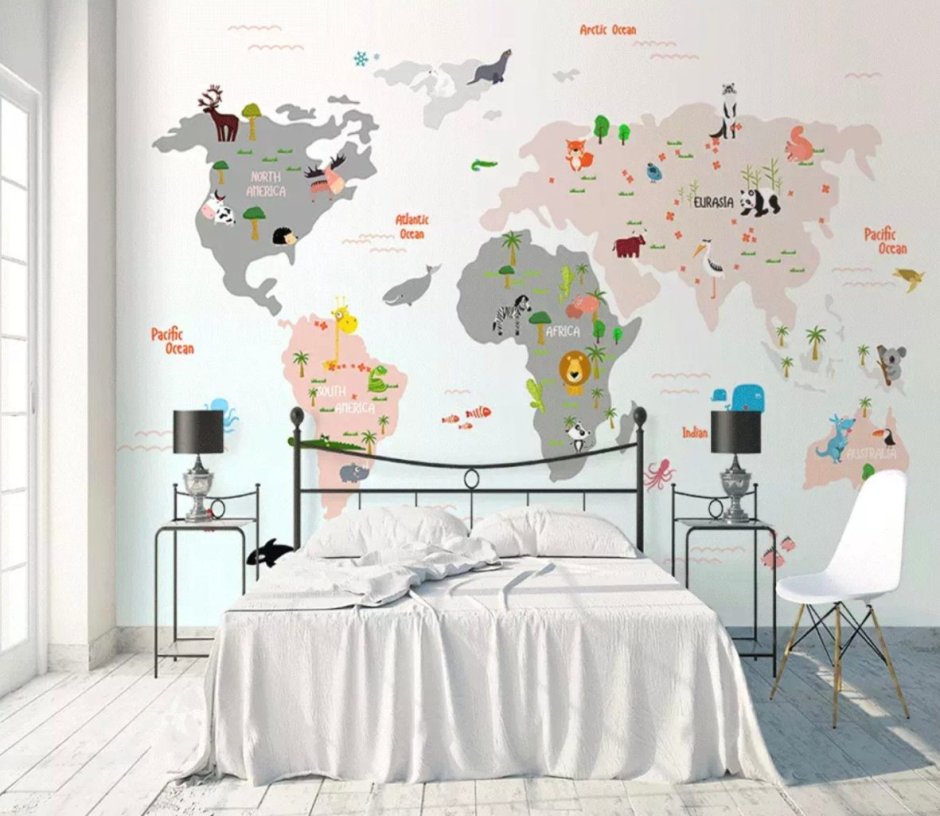 Комната для мальчика с картой мира