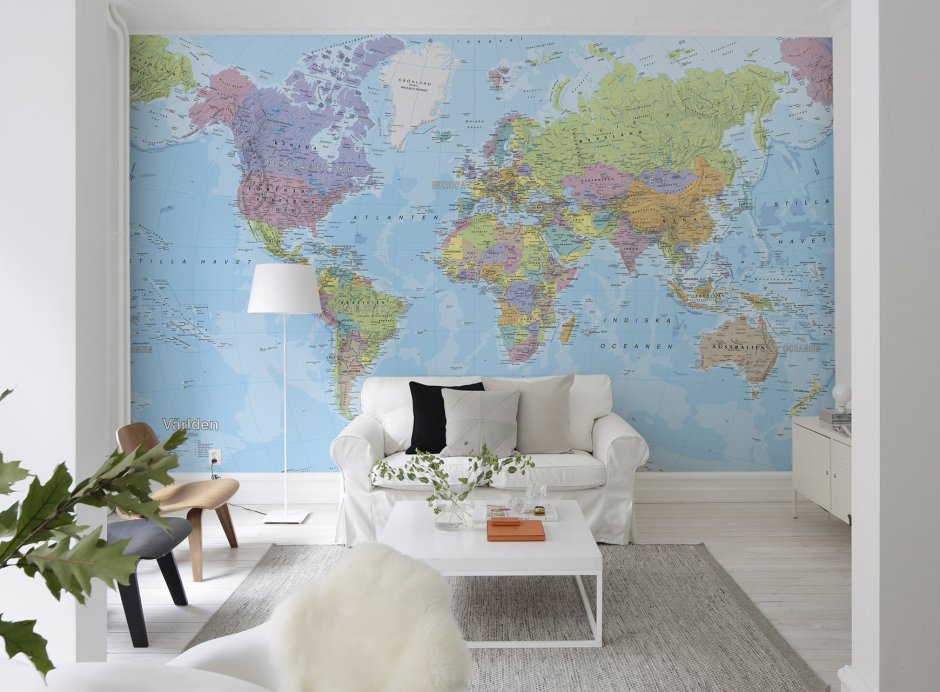 Обои карта мира в детскую комнату