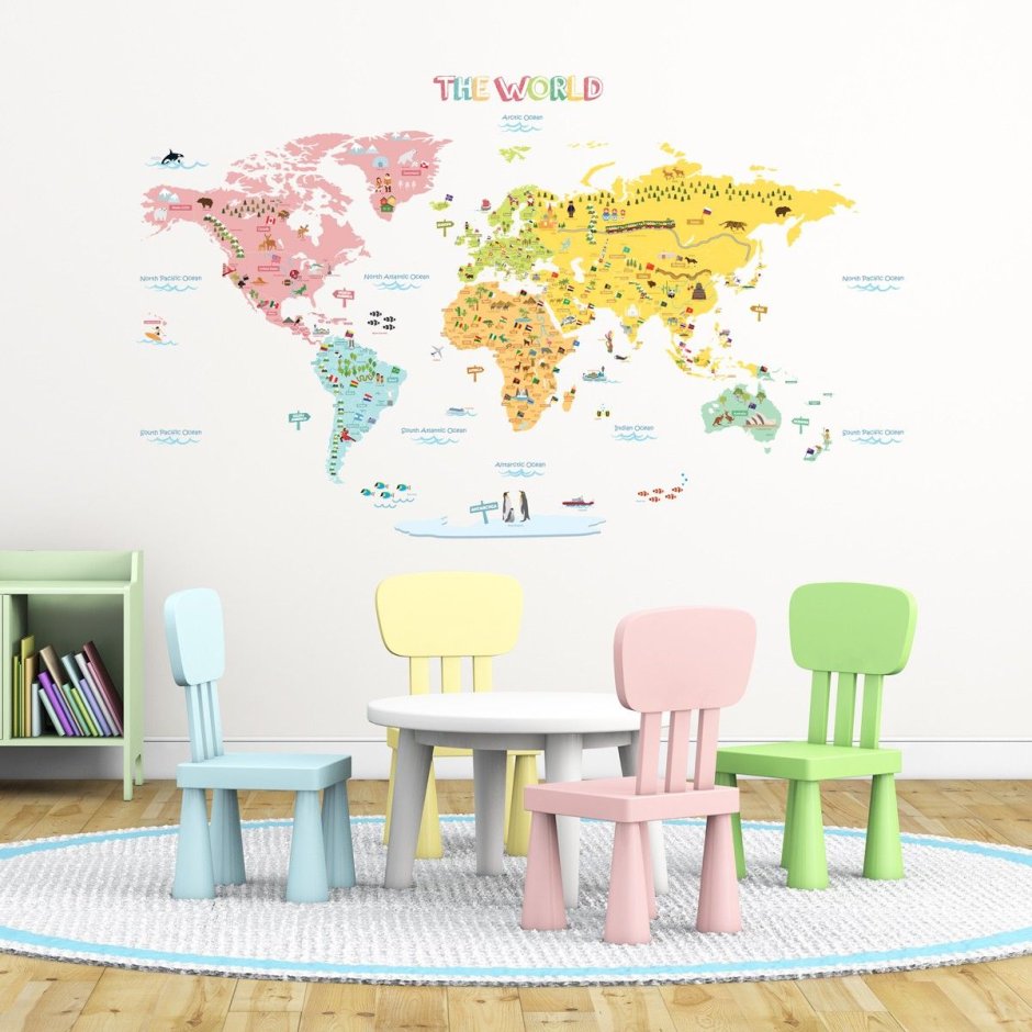 Карта мира для малышей фотообои