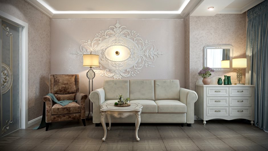Classic livingroom Interior White Uzbekistan