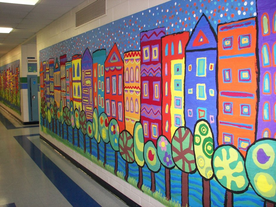 Разрисованные стены в школе