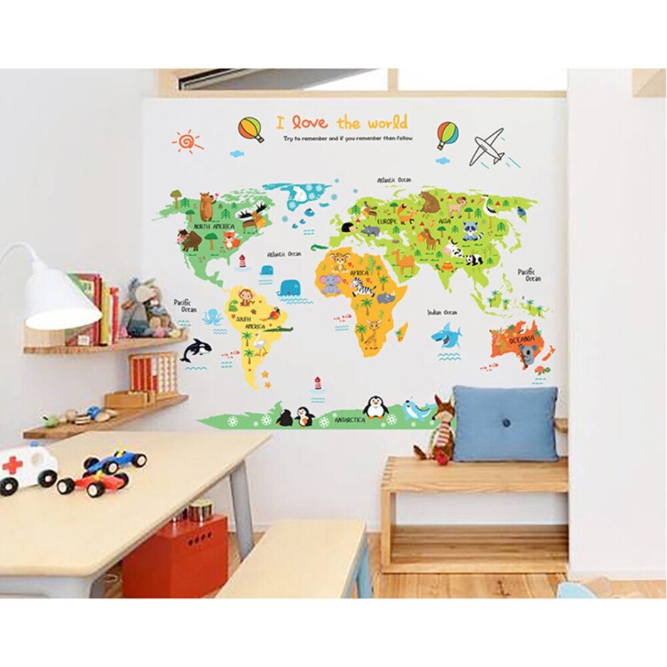 Карта мира на стену в детскую (62 фото)