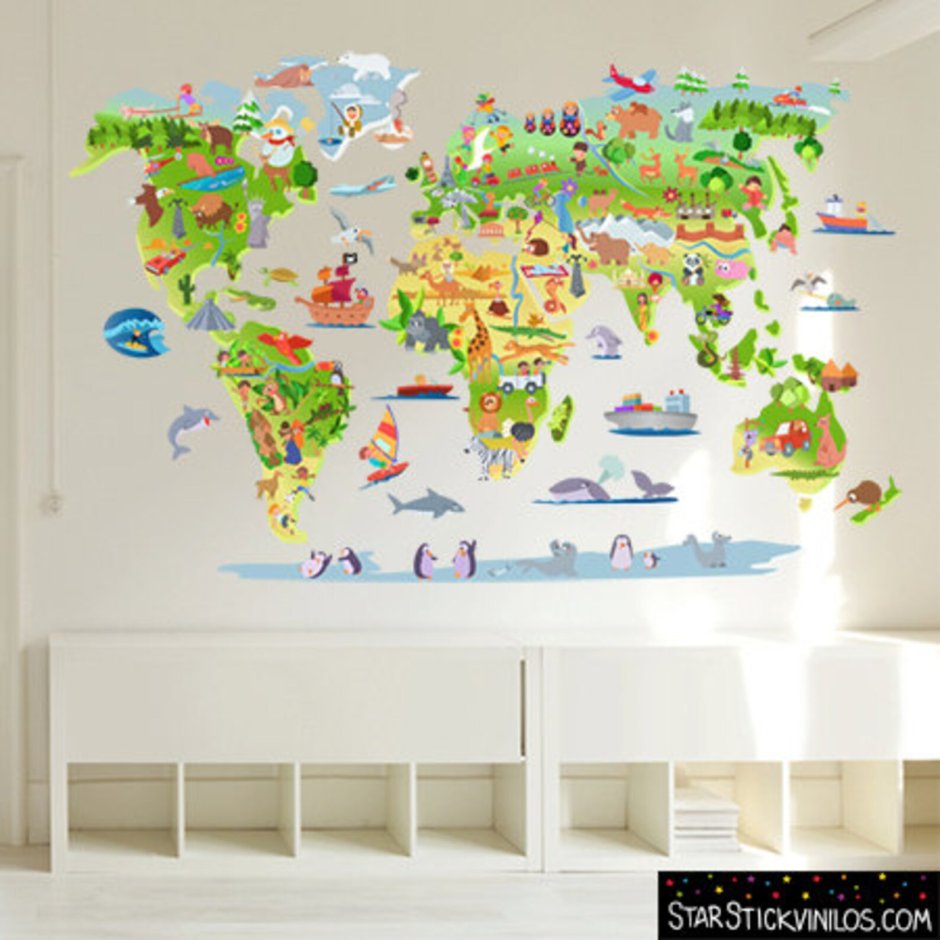 Политическая карта мира для детей на стену