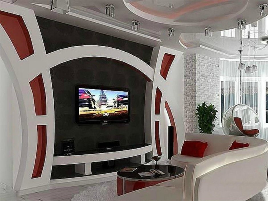 Декор стены с телевизором
