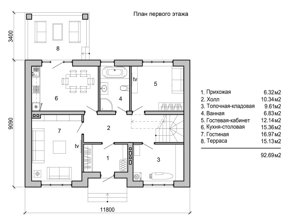 План 1 этажного дома