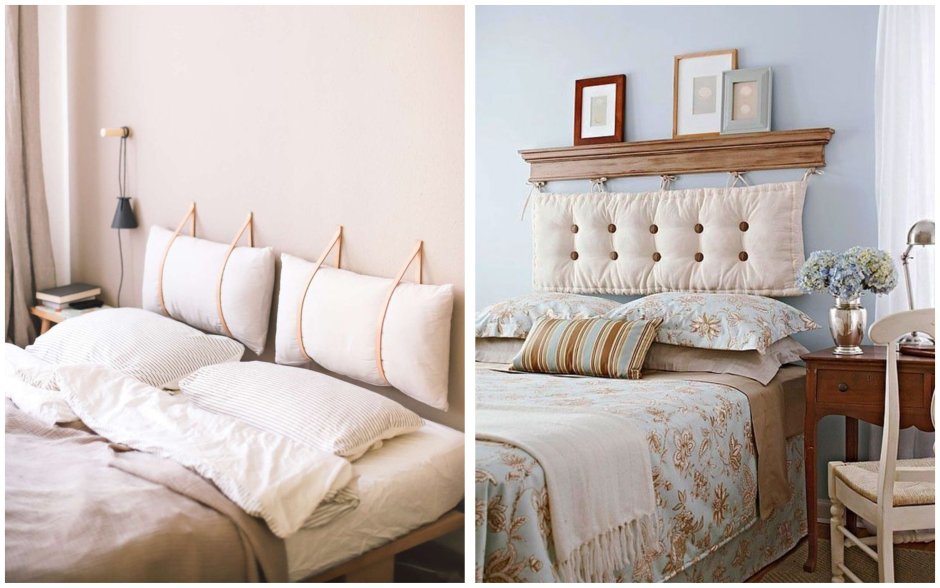 Кровать с подвесными подушками