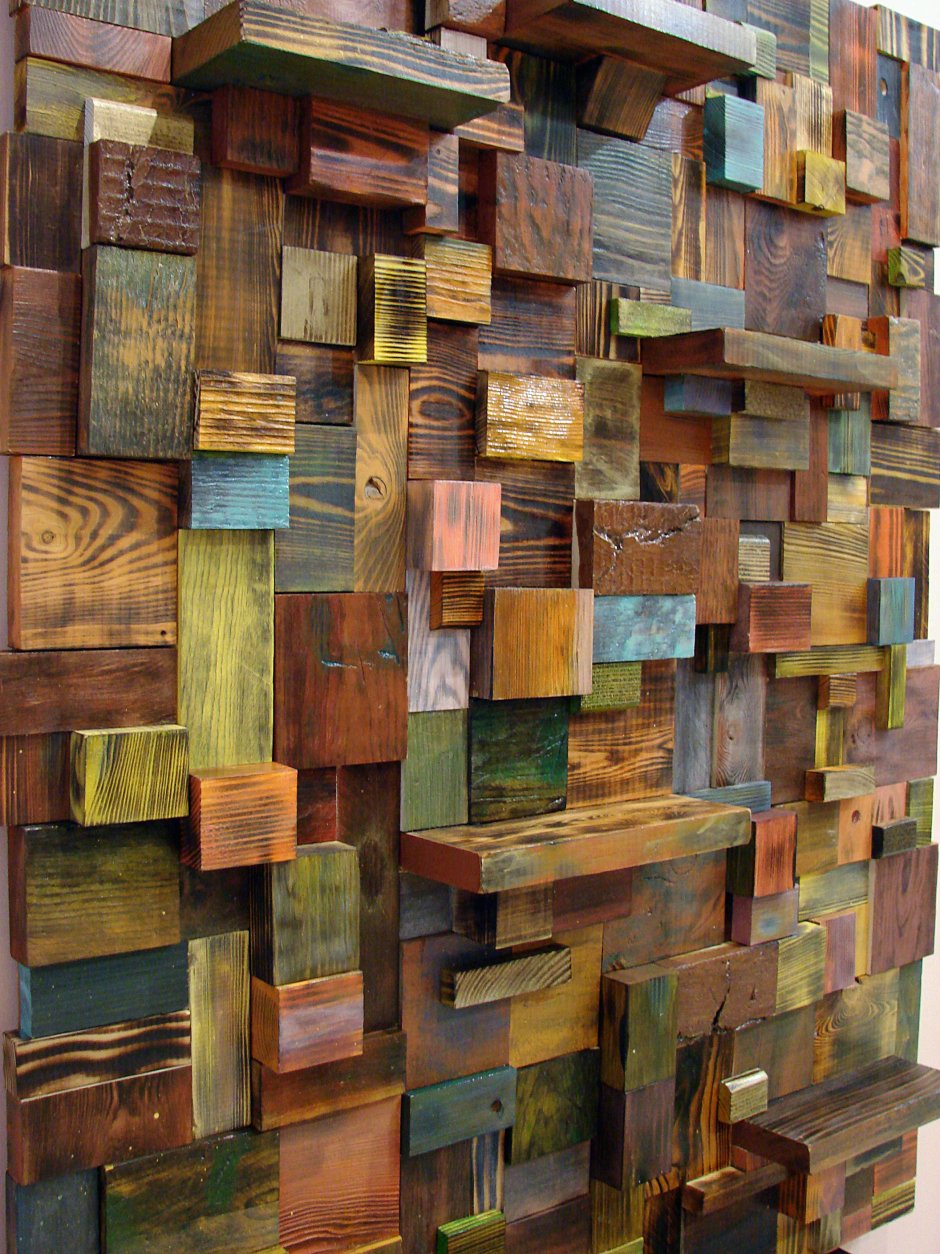 Панно из деревянных кубиков