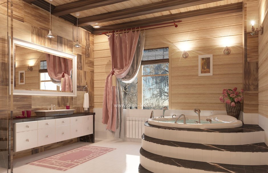 Панели для ванной в деревянном доме