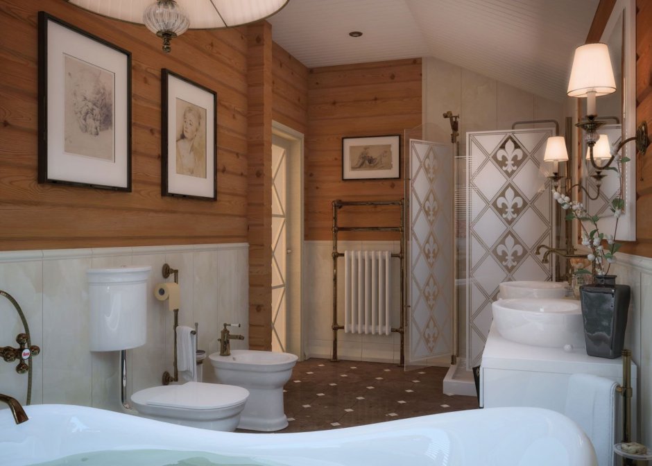 Плитка в ванную комнату в деревянном доме