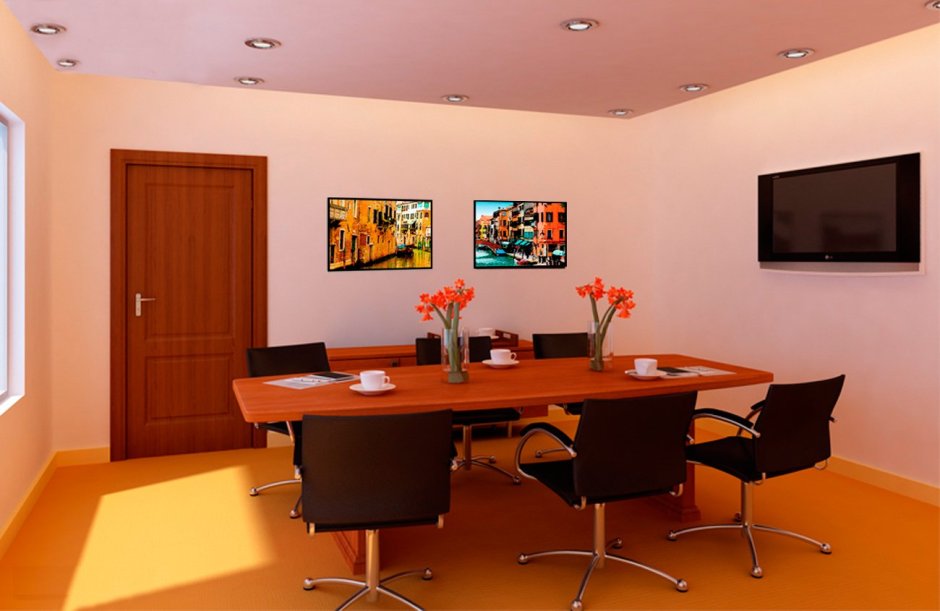 Персиковый цвет стен в офисе