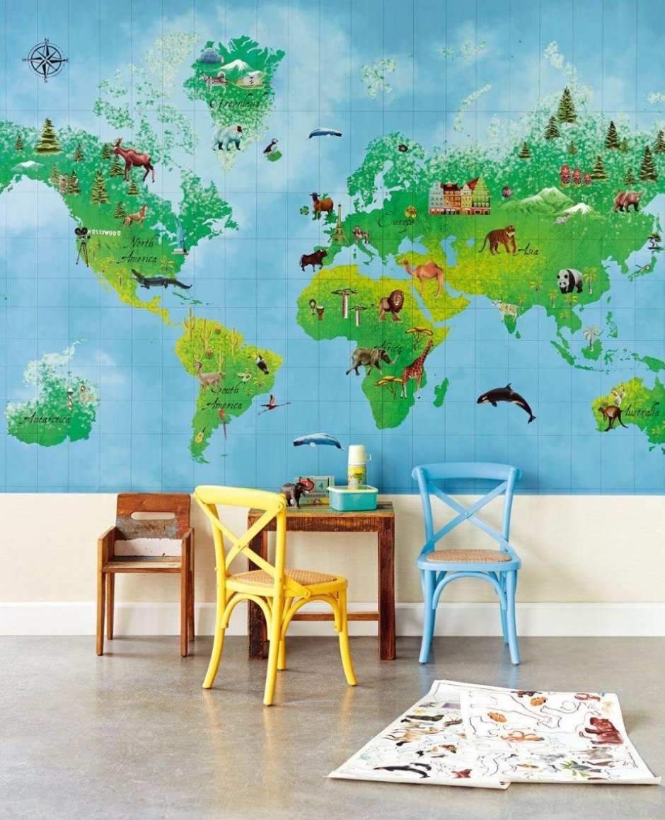 Карта мира для детей на стену