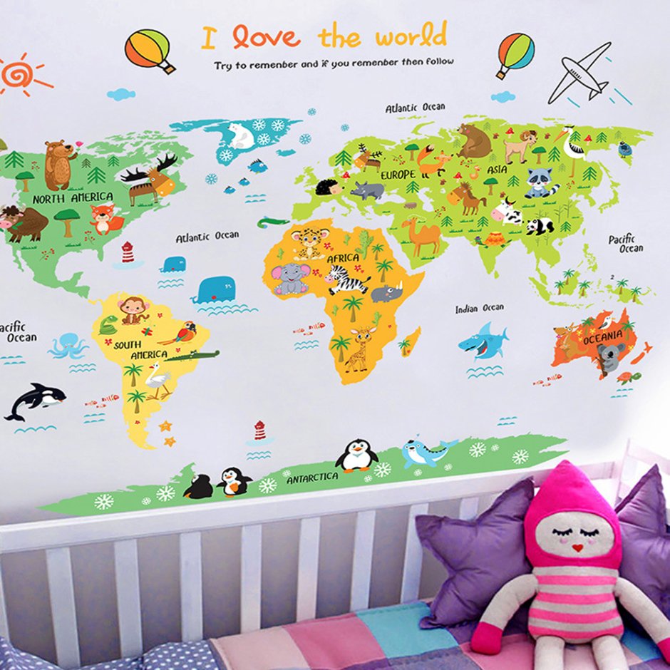 Карта в интерьере детской комнаты