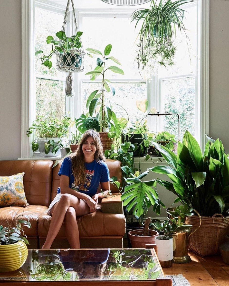 Девушка с комнатными растениями