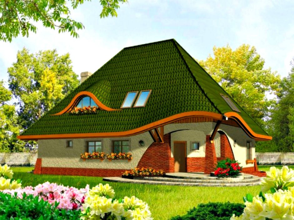 Красивая крыша для одноэтажного дома