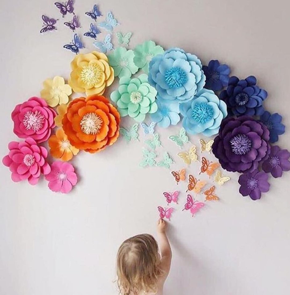 Объемные цветы на стену