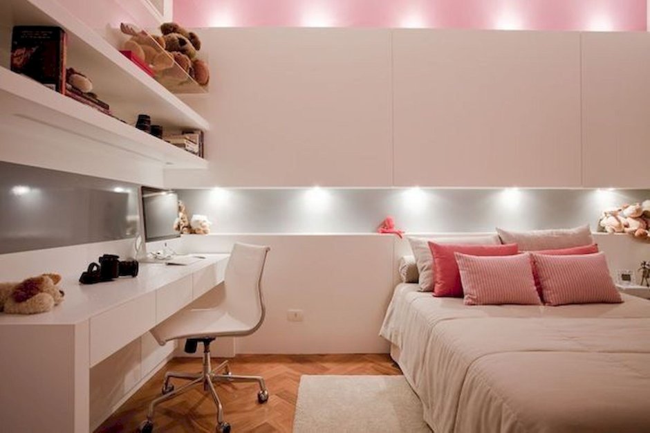 Комната для девочки подростка в современном стиле с подсветкой