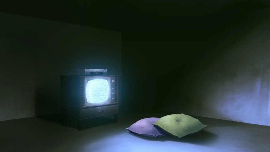 Телевизор в темной комнате