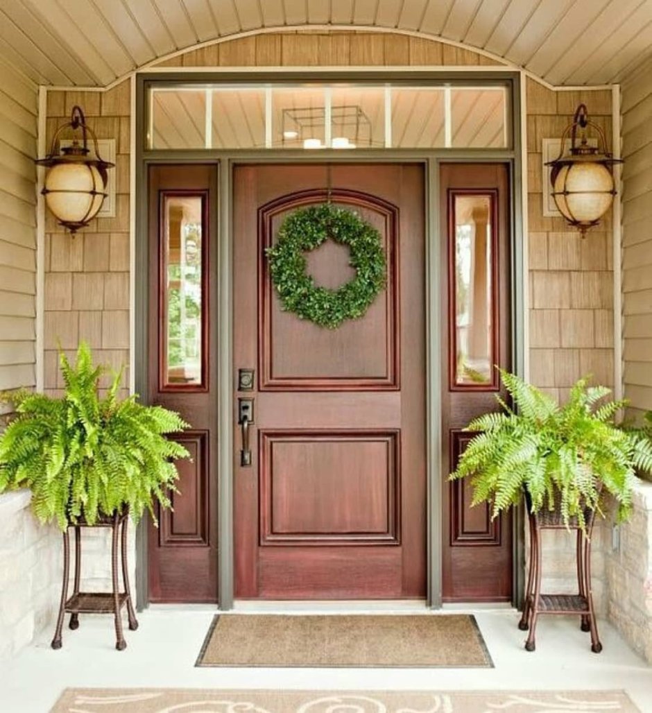 Красивые входные двери в дом деревянный (68 фото)