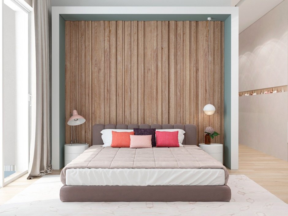 Спальня с элементами дерева