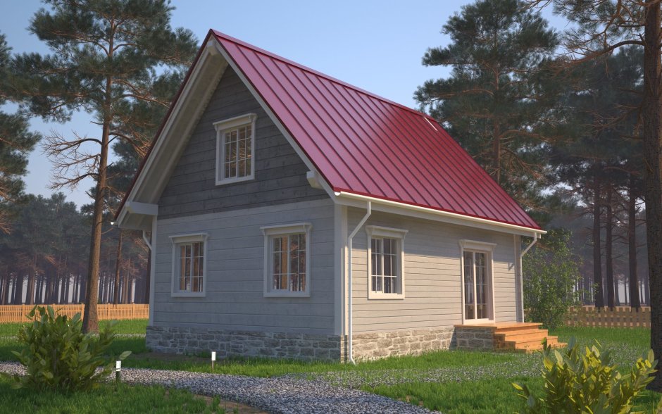 Дачный дом с двухскатной крышей