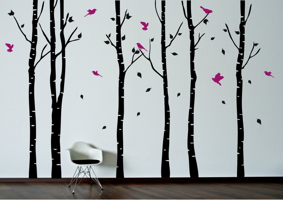 Роспись стен силуэты деревьев