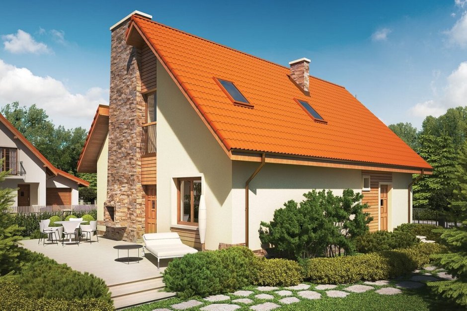 Домик с оранжевой крышей