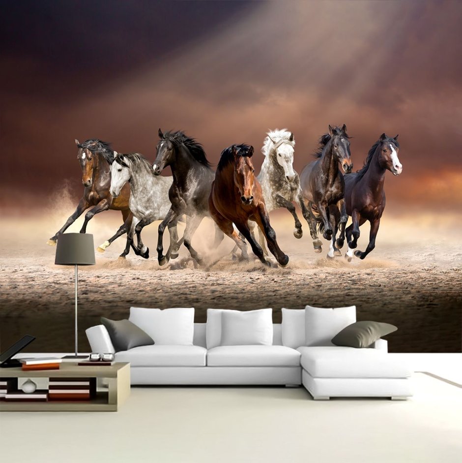 Картина маслом для современного интерьера декоративная с лошадьми