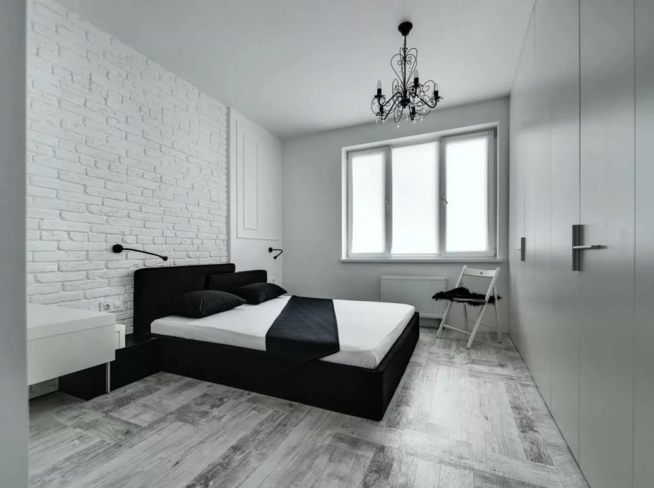 Современная черно белая спальня