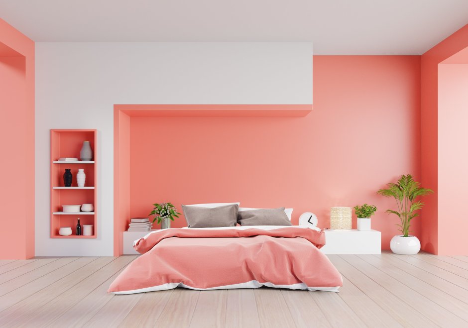 Зонирование комнаты цветом стен