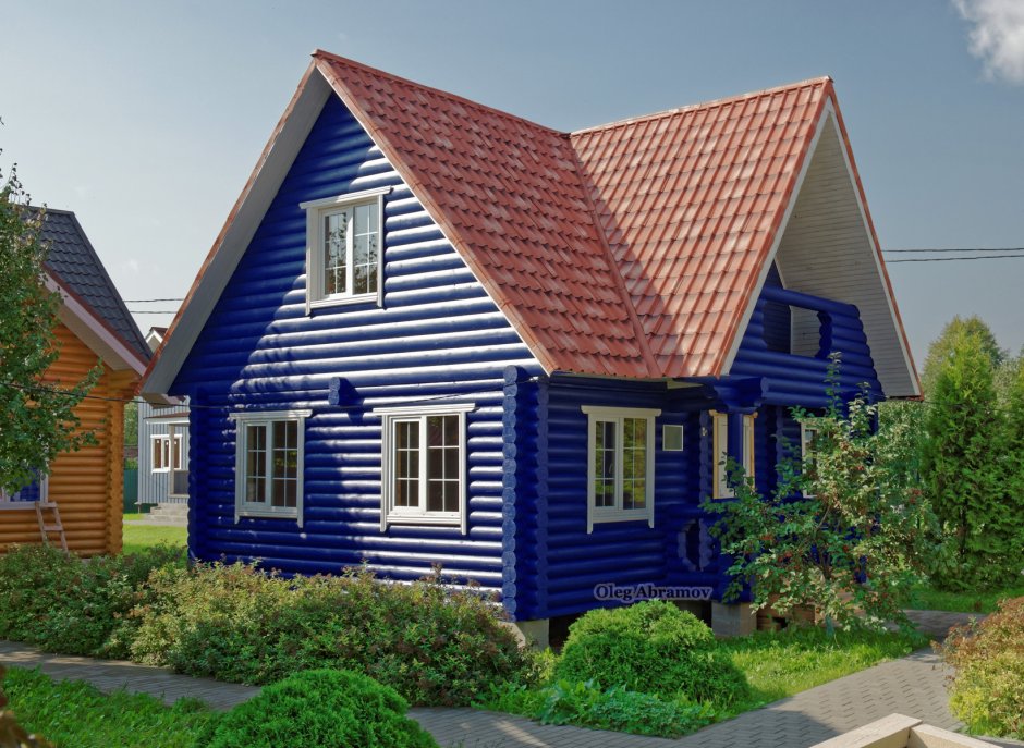 Дом красивый голубой