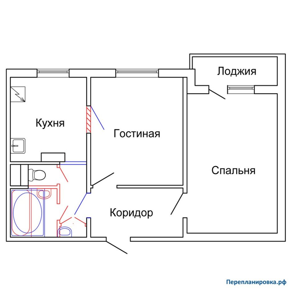 Схема двухкомнатной квартиры
