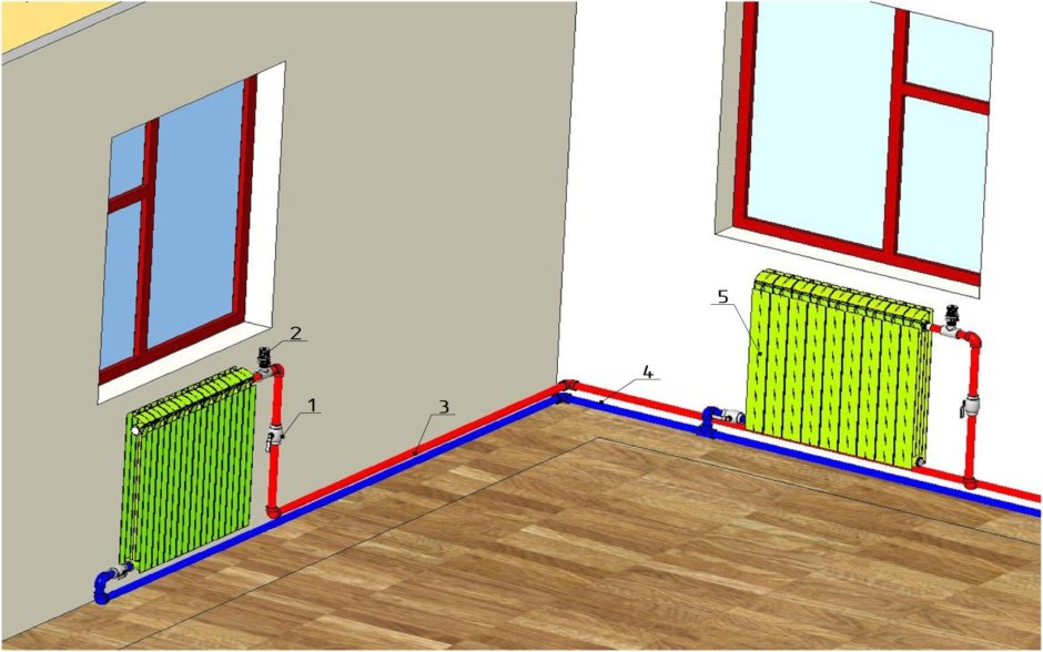 Монтаж радиаторов отопления двухтрубная система отопления