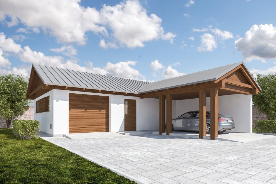 Одноэтажный дом 200кв с террасой и гаражом 2021