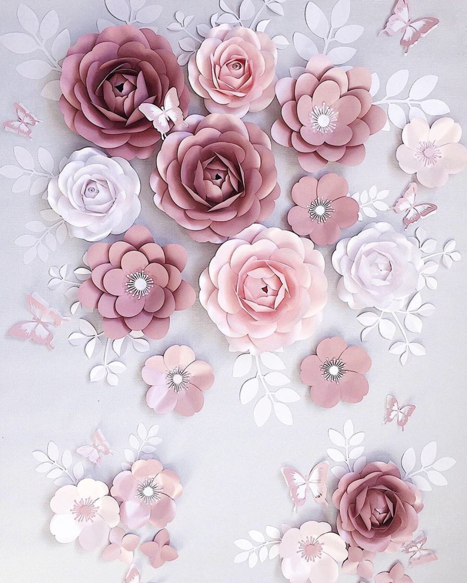Бумажные цветы на стену