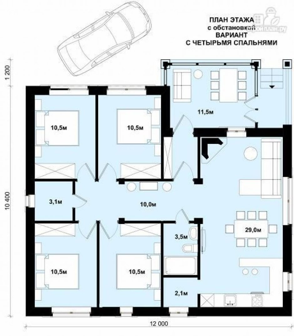 Планировка дома 110 кв м одноэтажный с 3 спальнями и сауной