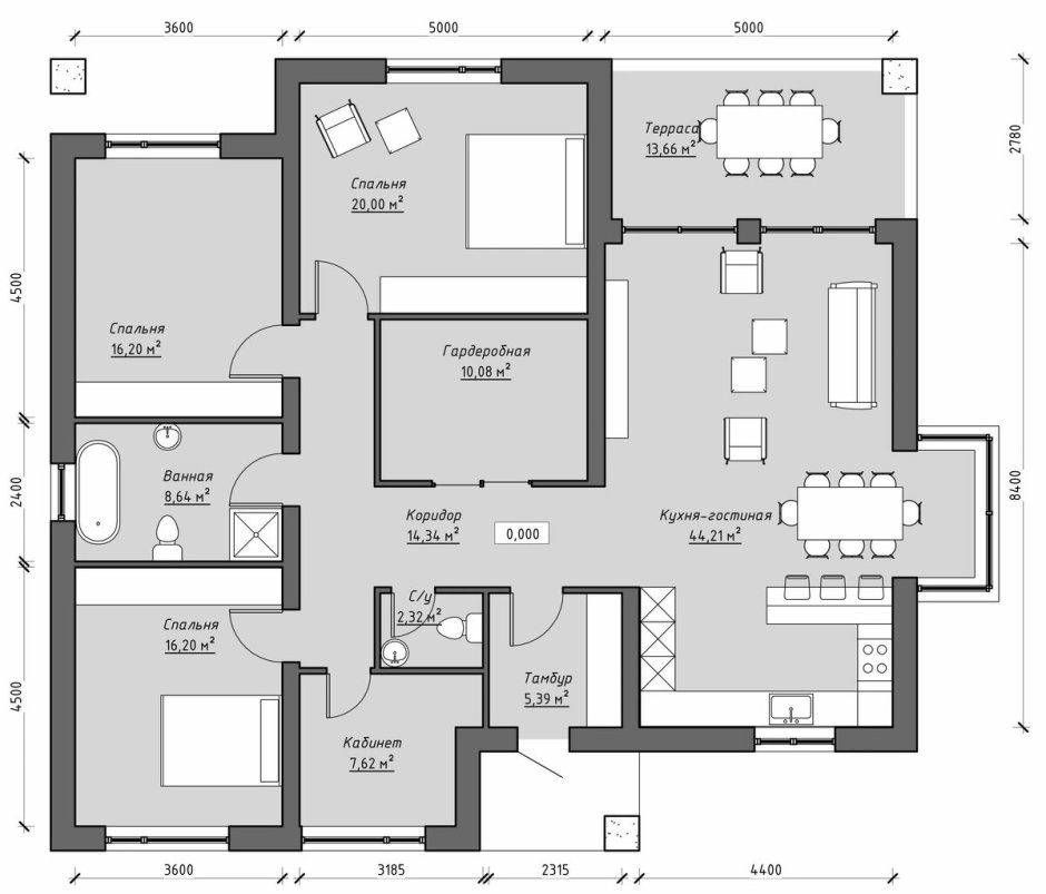 Одноэтажный дом 160 м2 3 спальни планировка